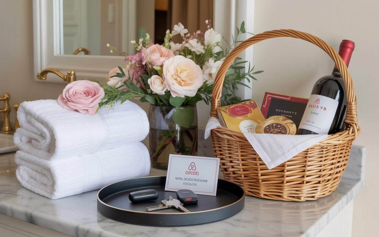 Kit d'accueil premium avec serviettes et panier de bienvenue