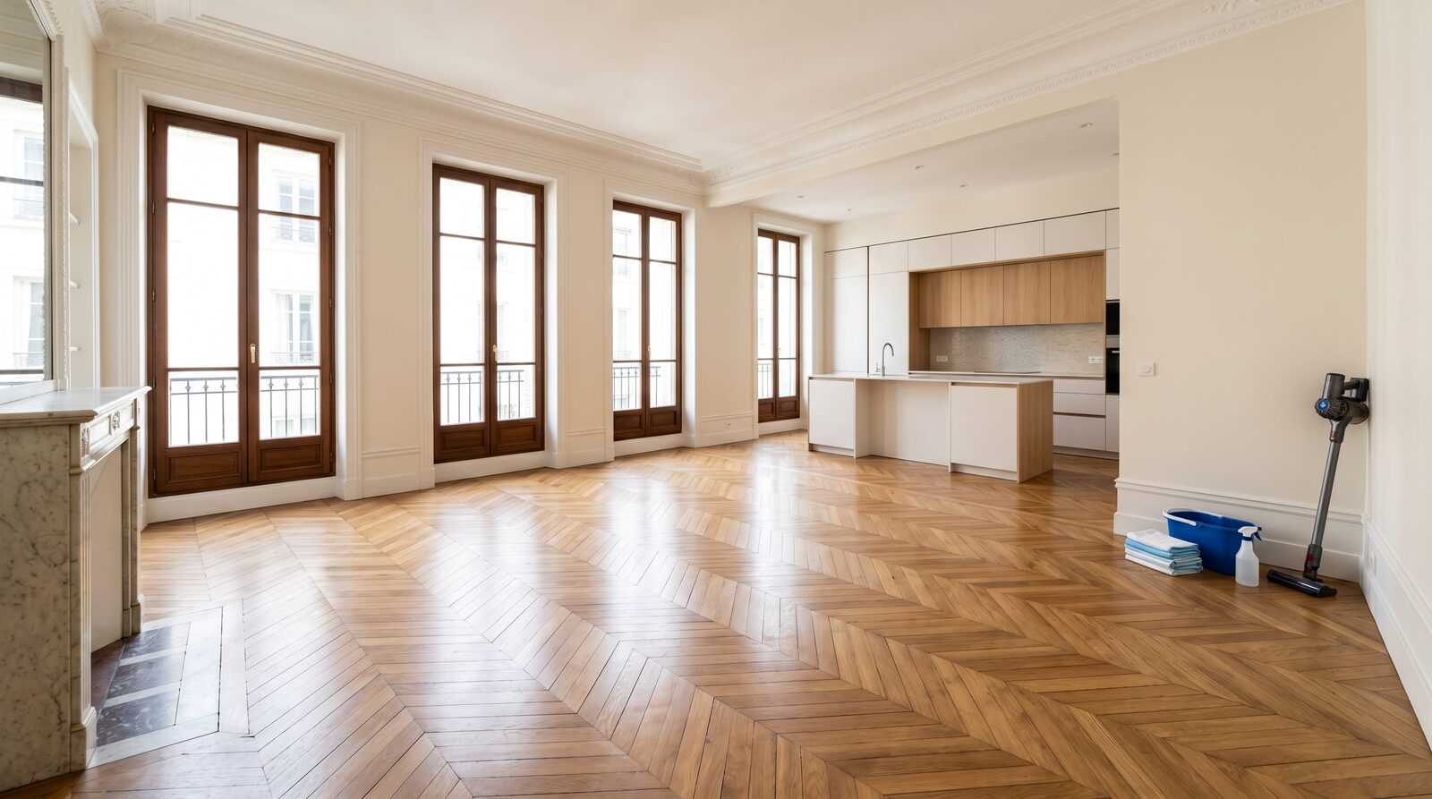 Appartement propre après nettoyage de fin de bail à Lyon
